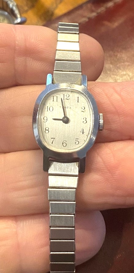Vtg Womens Timex Watch Silver Tone Hand Wound PartsRepair